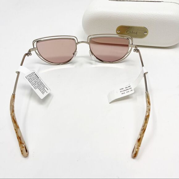 Chloe Rose Gold Peach Flash Retro Sunglasses - Picture 5 of 8